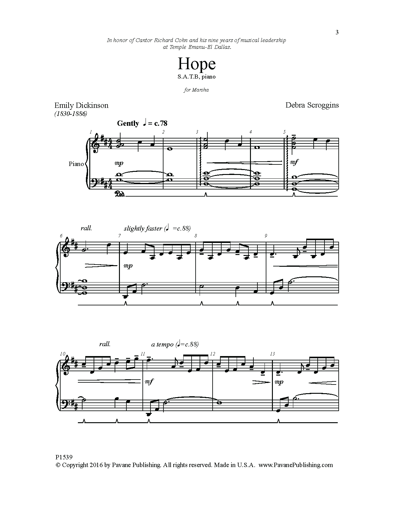 Debra Scroggins Hope sheet music notes and chords arranged for SATB Choir