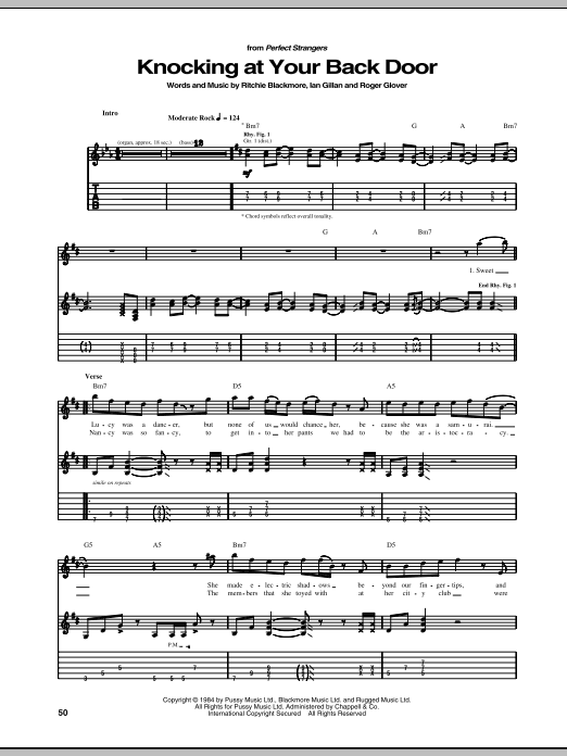 Deep Purple Knocking At Your Back Door sheet music notes and chords arranged for Guitar Tab (Single Guitar)
