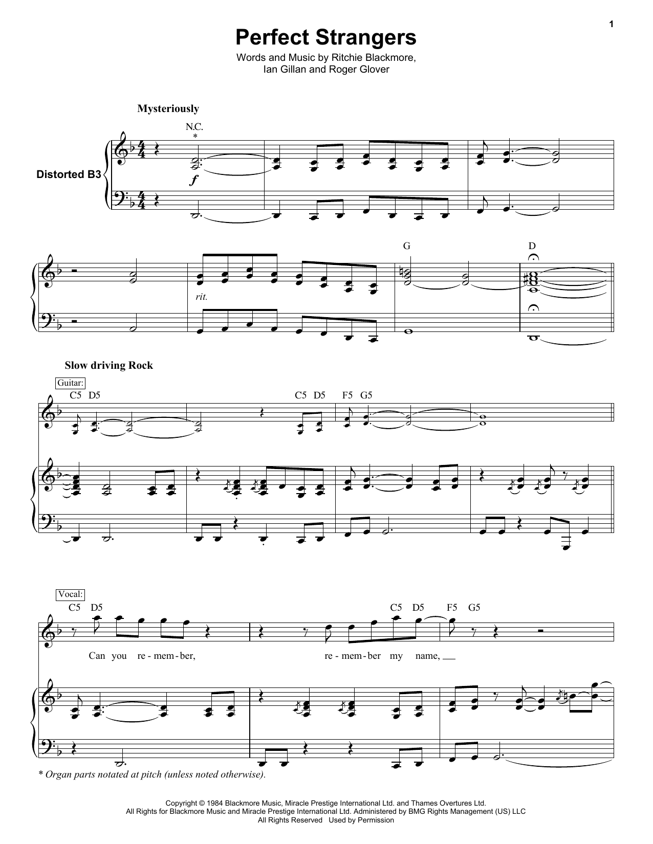 Deep Purple Perfect Strangers sheet music notes and chords arranged for Drums Transcription