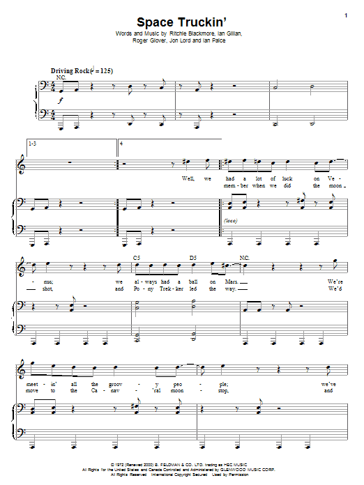 Deep Purple Space Truckin' sheet music notes and chords arranged for Drums Transcription