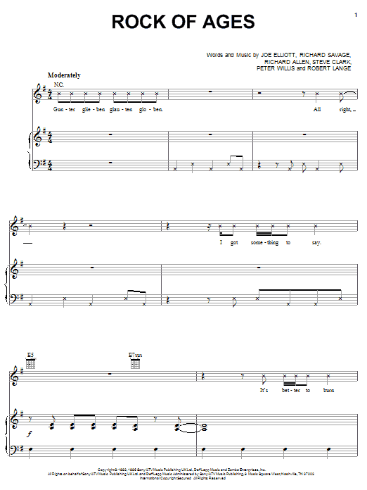 Def Leppard Rock Of Ages sheet music notes and chords arranged for Guitar Tab