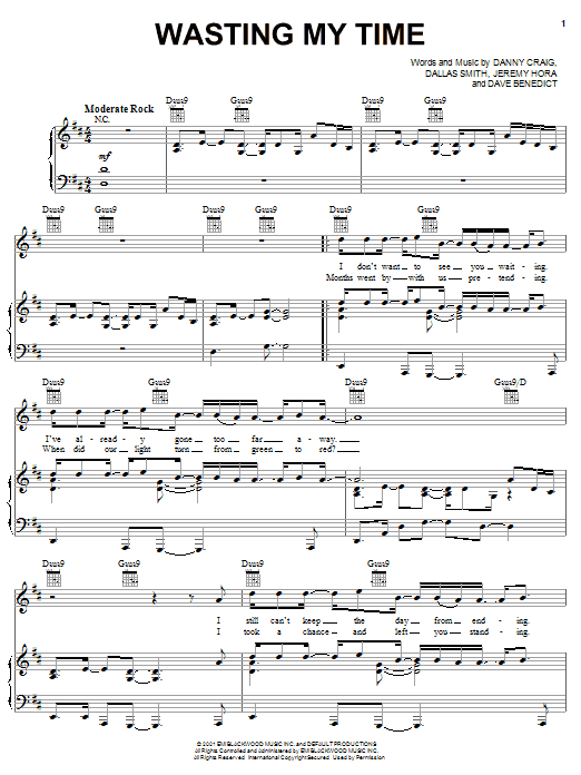 Default Wasting My Time sheet music notes and chords arranged for Guitar Tab