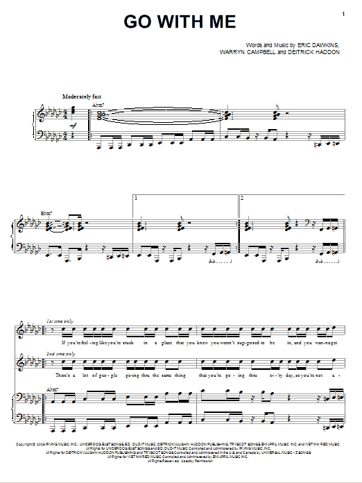 Deitrick Haddon Go With Me sheet music notes and chords arranged for Piano & Vocal