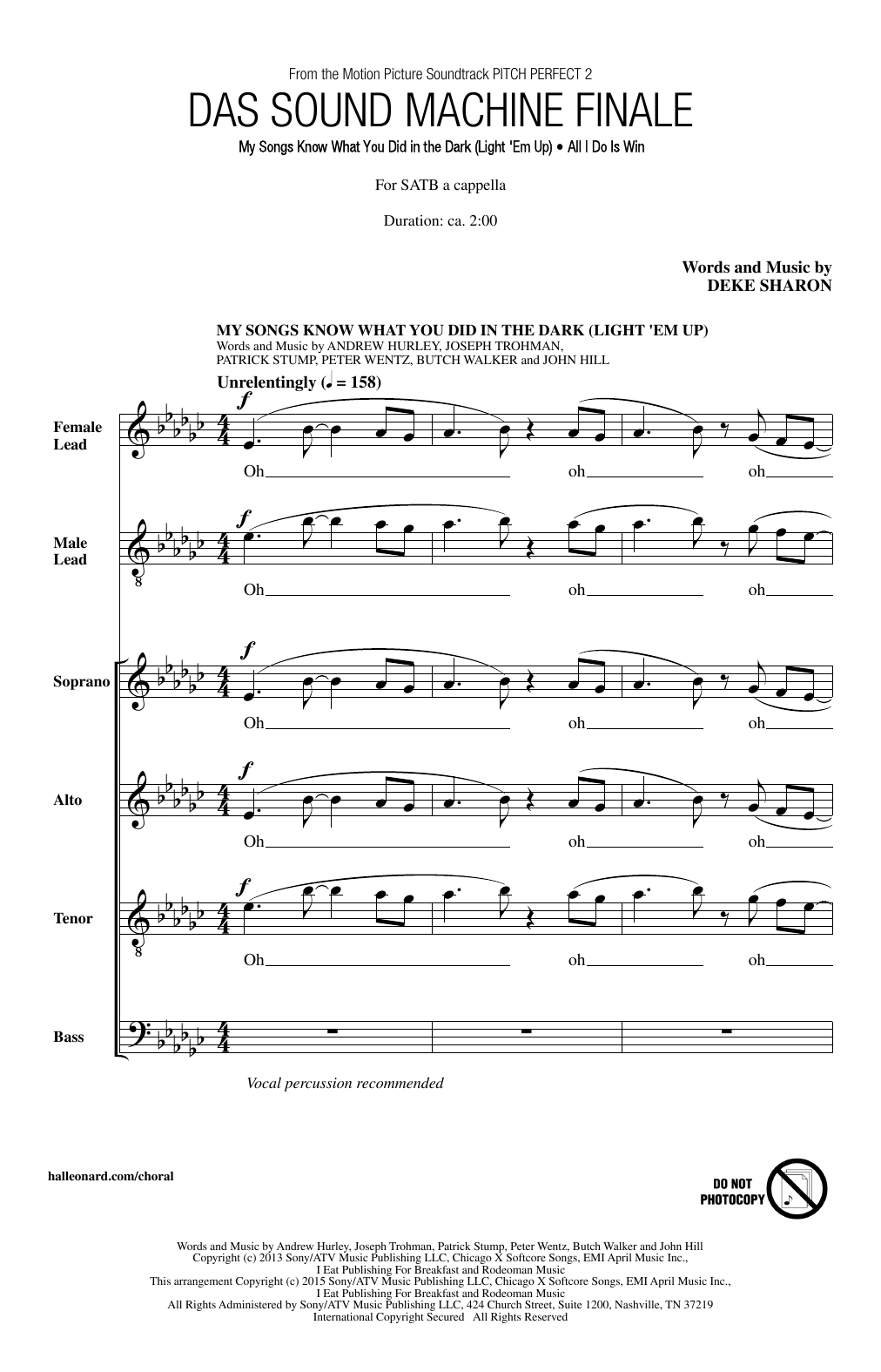 Deke Sharon Das Sound Machine Finale sheet music notes and chords arranged for SATB Choir