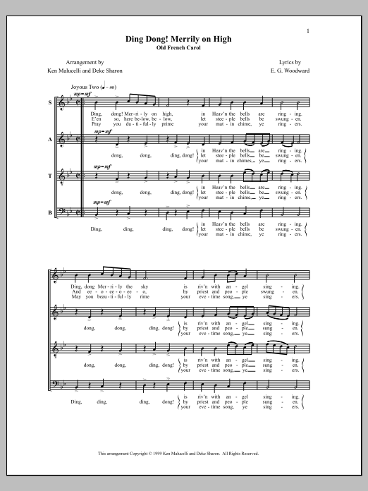 Deke Sharon Ding Dong! Merrily On High sheet music notes and chords arranged for SATB Choir