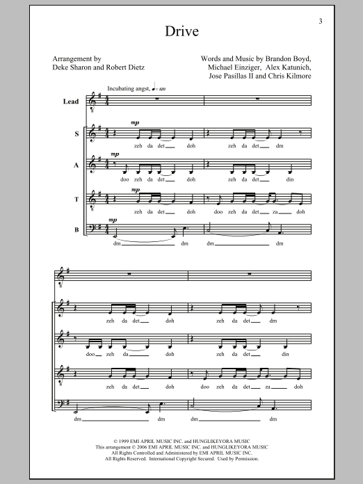 Deke Sharon Drive sheet music notes and chords arranged for SATB Choir