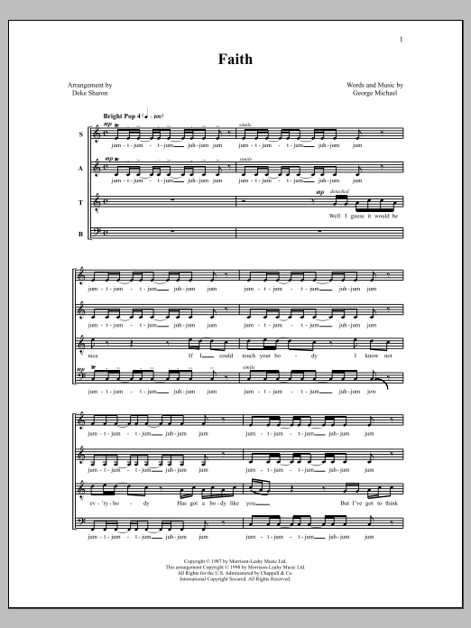 Deke Sharon Faith sheet music notes and chords arranged for SATB Choir