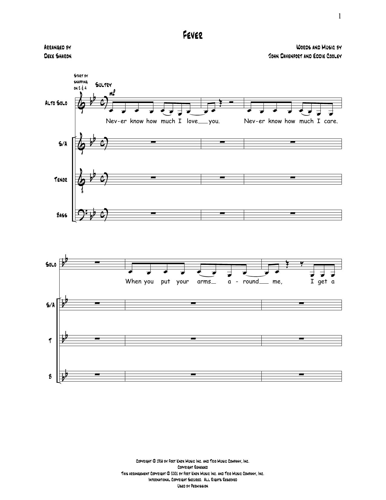 Deke Sharon Fever sheet music notes and chords arranged for SATB Choir
