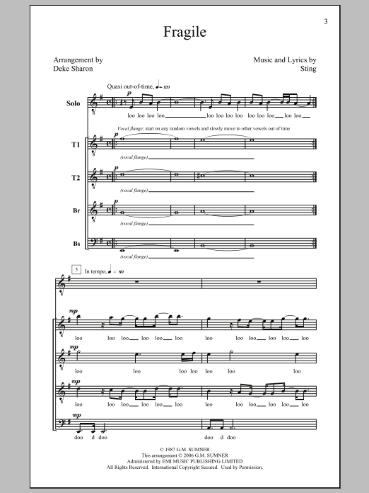 Deke Sharon Fragile sheet music notes and chords arranged for SATB Choir