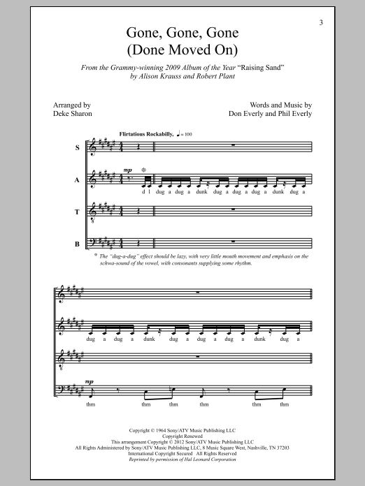 Deke Sharon Gone, Gone, Gone (Done Moved On) sheet music notes and chords arranged for SATB Choir