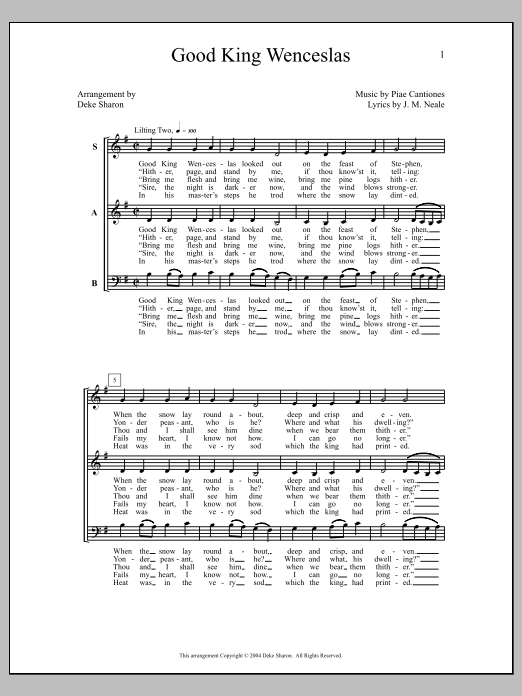 Deke Sharon Good King Wenceslas sheet music notes and chords arranged for SAB Choir