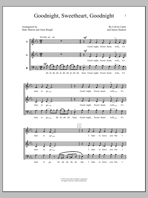 Deke Sharon Goodnight, Sweetheart, Goodnight sheet music notes and chords arranged for SATB Choir