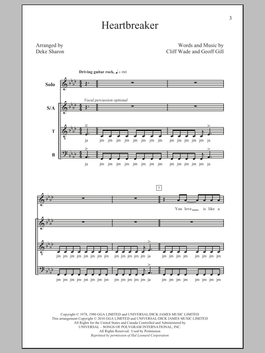 Deke Sharon Heartbreaker sheet music notes and chords arranged for SATB Choir
