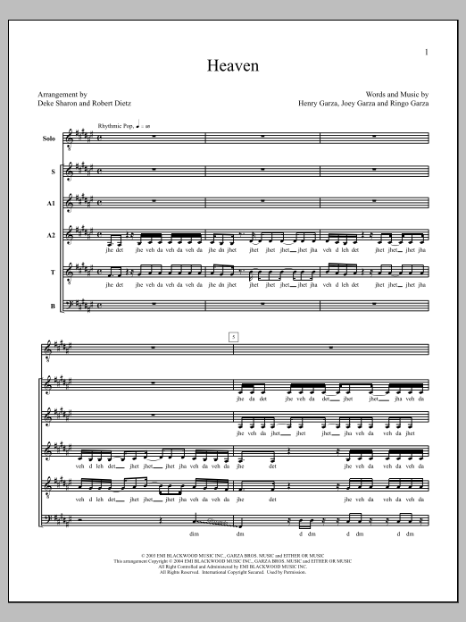 Deke Sharon Heaven sheet music notes and chords arranged for Choir