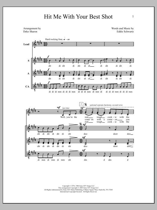 Deke Sharon Hit Me with Your Best Shot sheet music notes and chords arranged for SAT Choir