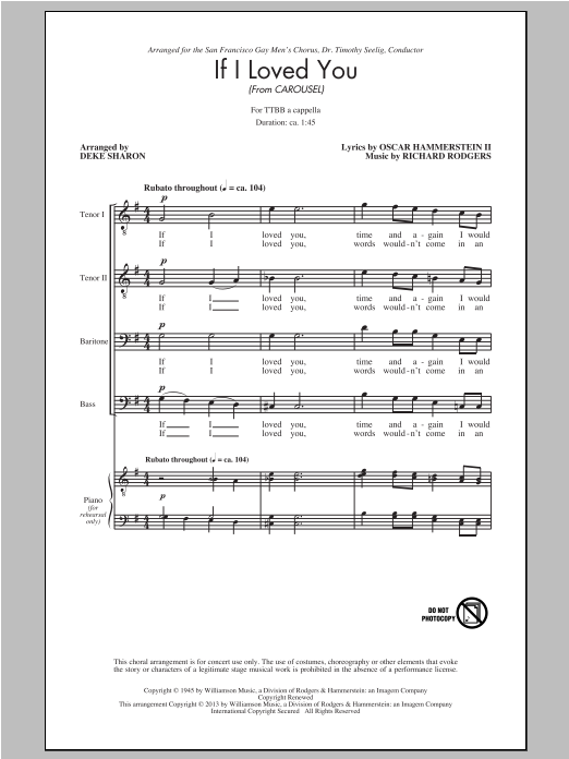 Deke Sharon If I Loved You sheet music notes and chords arranged for TTBB Choir