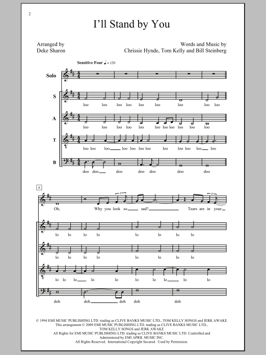 Deke Sharon I'll Stand By You sheet music notes and chords arranged for SATB Choir