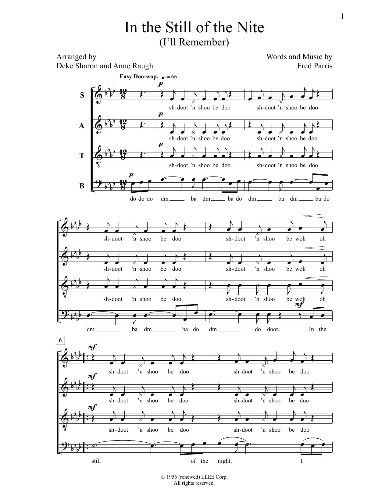 Deke Sharon In the Still of the Nite sheet music notes and chords arranged for SATB Choir
