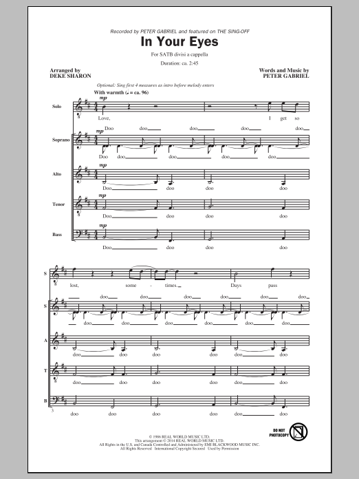 Deke Sharon In Your Eyes sheet music notes and chords arranged for SATB Choir