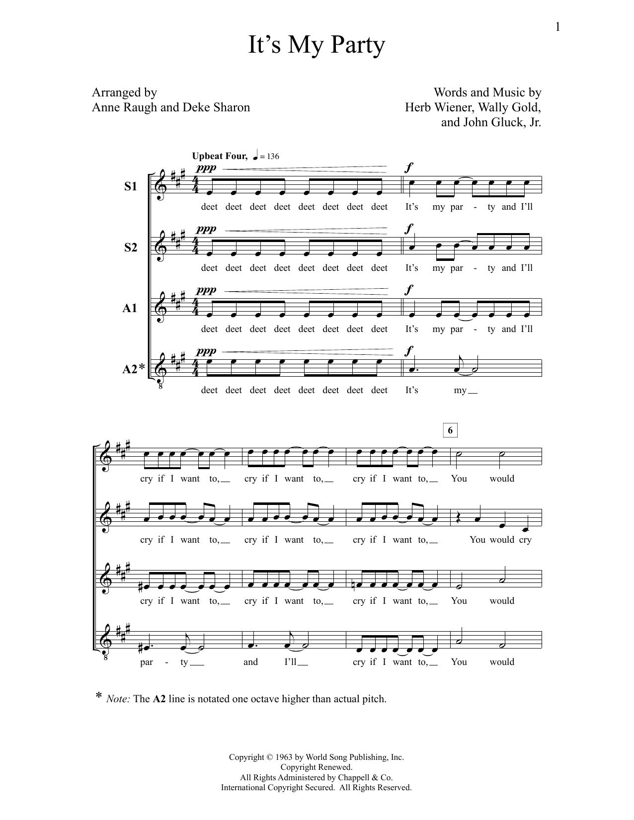 Deke Sharon It's My Party sheet music notes and chords arranged for SSAA Choir