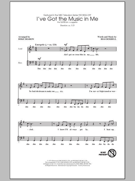 Deke Sharon I've Got The Music In Me sheet music notes and chords arranged for SATB Choir
