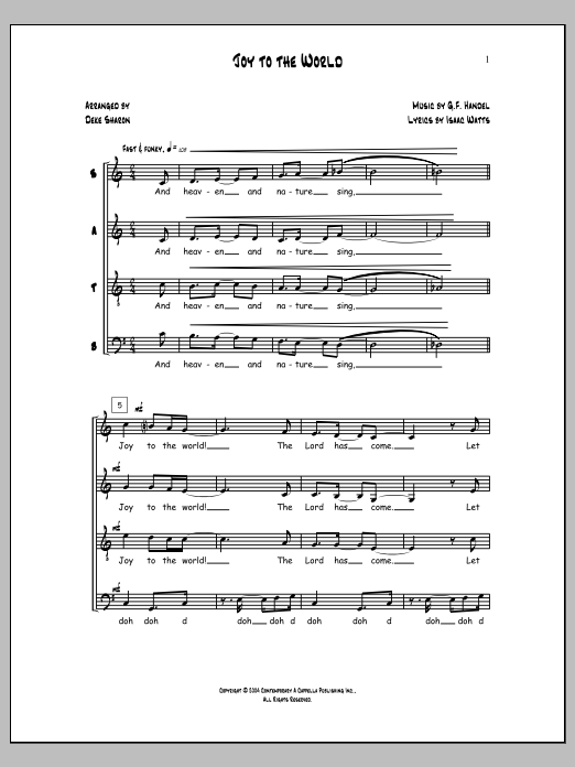 Deke Sharon Joy to the World sheet music notes and chords arranged for SATB Choir