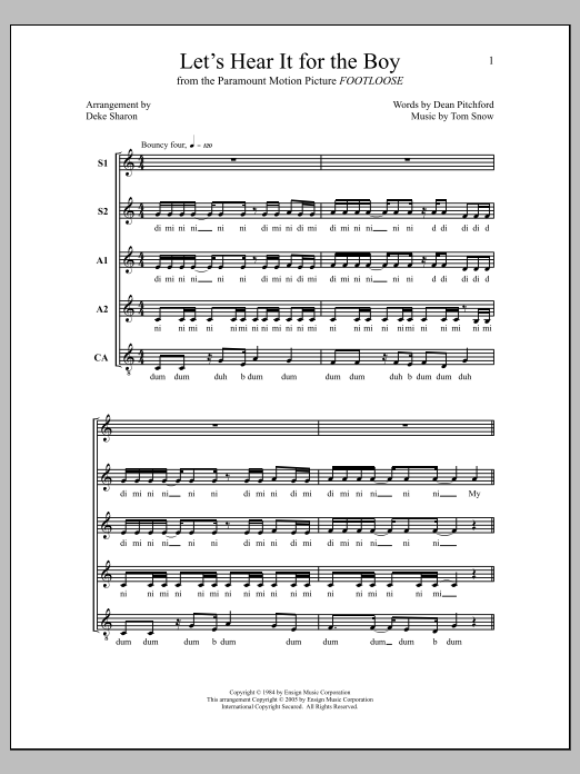 Deke Sharon Let's Hear It for the Boy sheet music notes and chords arranged for Choir