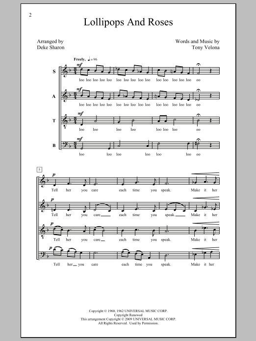 Deke Sharon Lollipops And Roses sheet music notes and chords arranged for SATB Choir