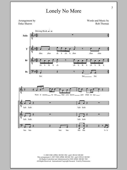 Deke Sharon Lonely No More sheet music notes and chords arranged for TTBB Choir
