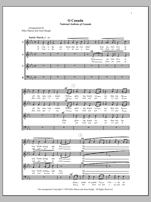 Deke Sharon O Canada sheet music notes and chords arranged for SSAA Choir