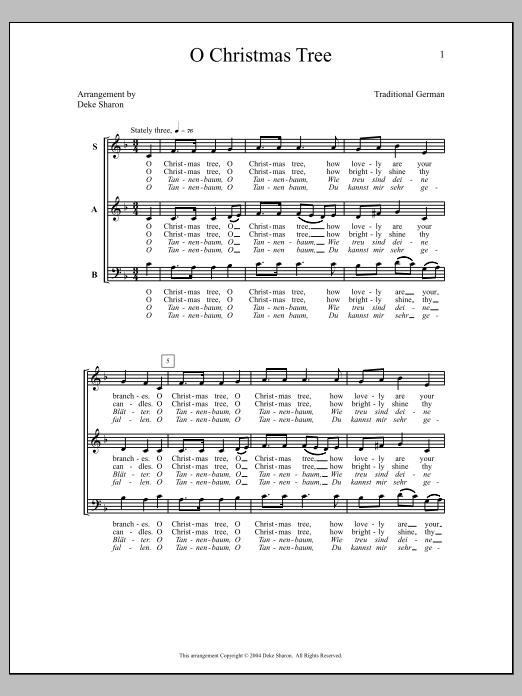 Deke Sharon O Christmas Tree sheet music notes and chords arranged for SATB Choir