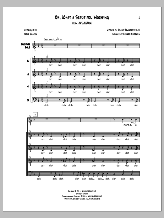 Deke Sharon Oh, What a Beautiful Morning sheet music notes and chords arranged for SATB Choir