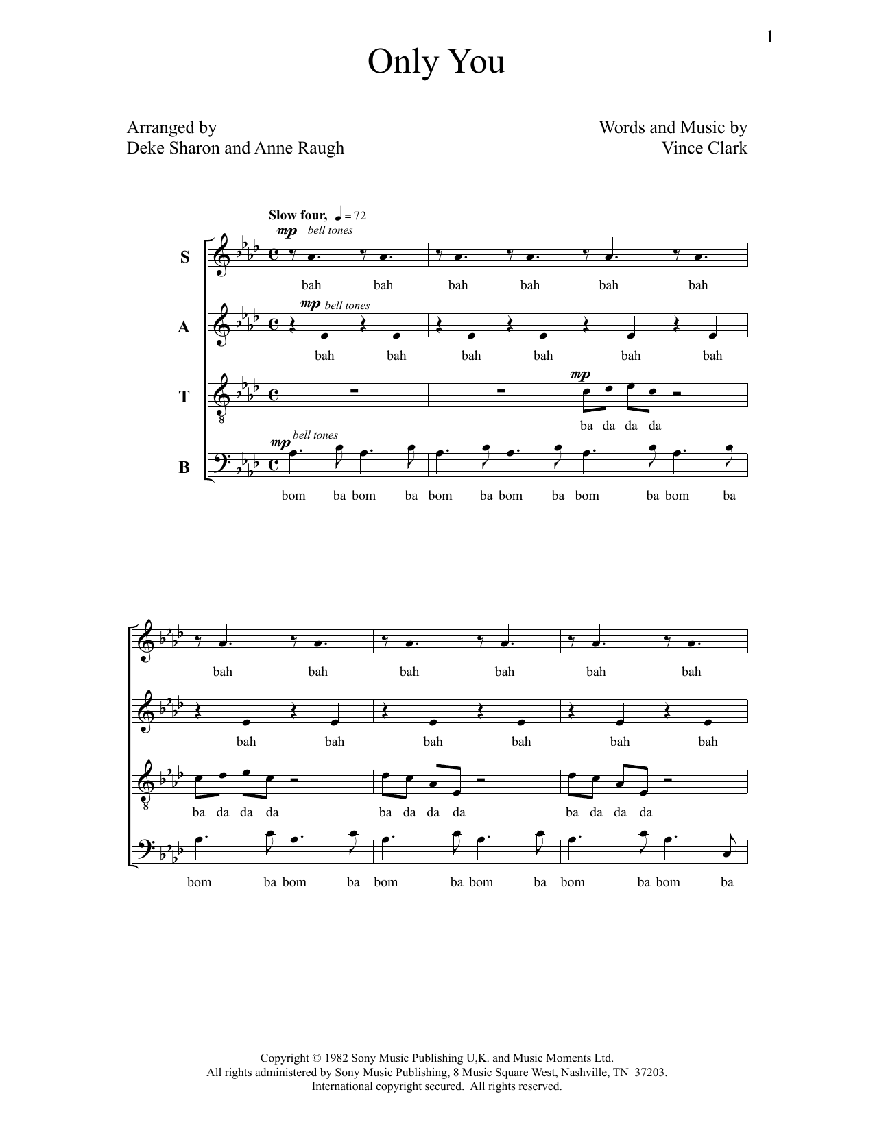 Deke Sharon Only You sheet music notes and chords arranged for SATB Choir