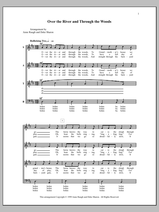 Deke Sharon Over the River and Through the Woods sheet music notes and chords arranged for SATB Choir