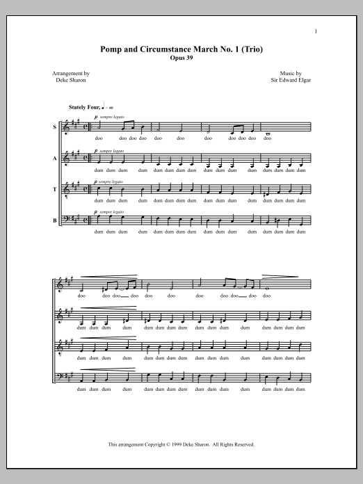 Deke Sharon Pomp and Circumstance March No. 1 (Trio) sheet music notes and chords arranged for SATB Choir
