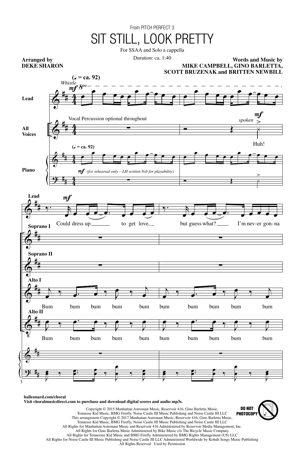 Deke Sharon Sit Still, Look Pretty sheet music notes and chords arranged for SSAA Choir