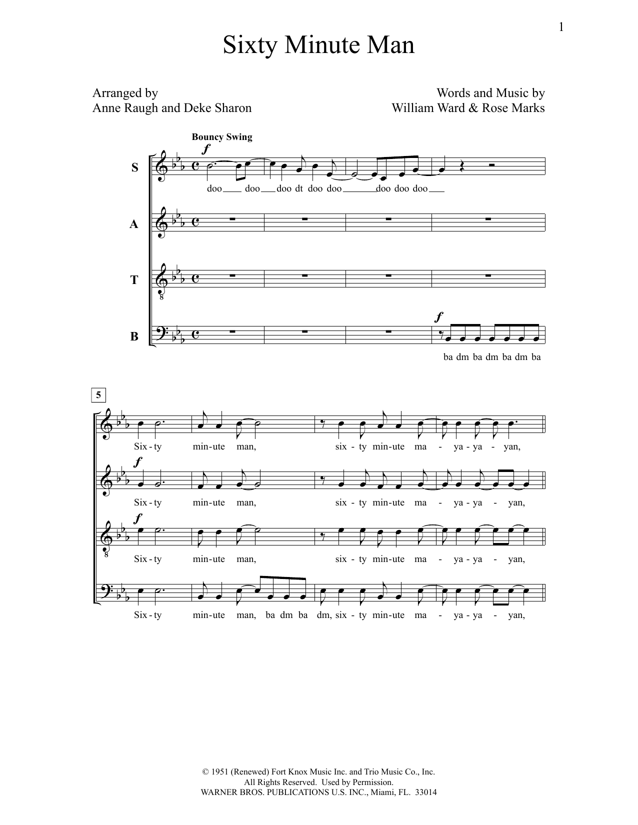 Deke Sharon Sixty Minute Man sheet music notes and chords arranged for SATB Choir