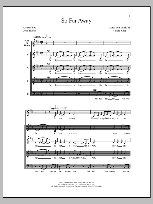 Deke Sharon So Far Away sheet music notes and chords arranged for SATB Choir