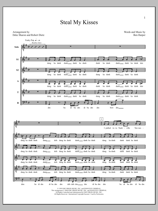 Deke Sharon Steal My Kisses sheet music notes and chords arranged for SSATB Choir
