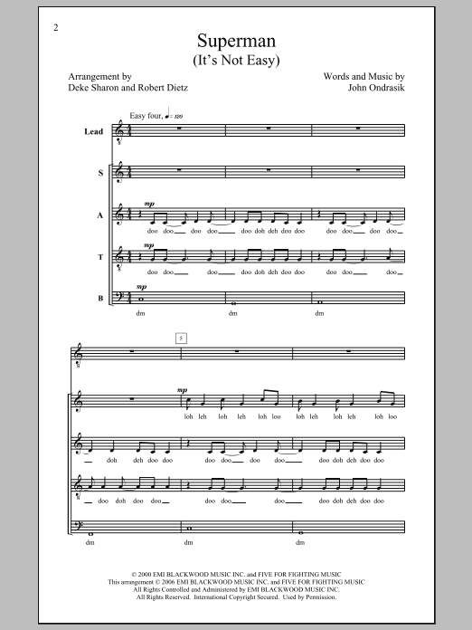 Deke Sharon Superman (it's Not Easy) sheet music notes and chords arranged for TTBB Choir