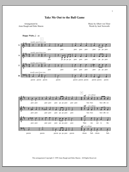 Deke Sharon Take Me Out To The Ball Game sheet music notes and chords arranged for SATB Choir
