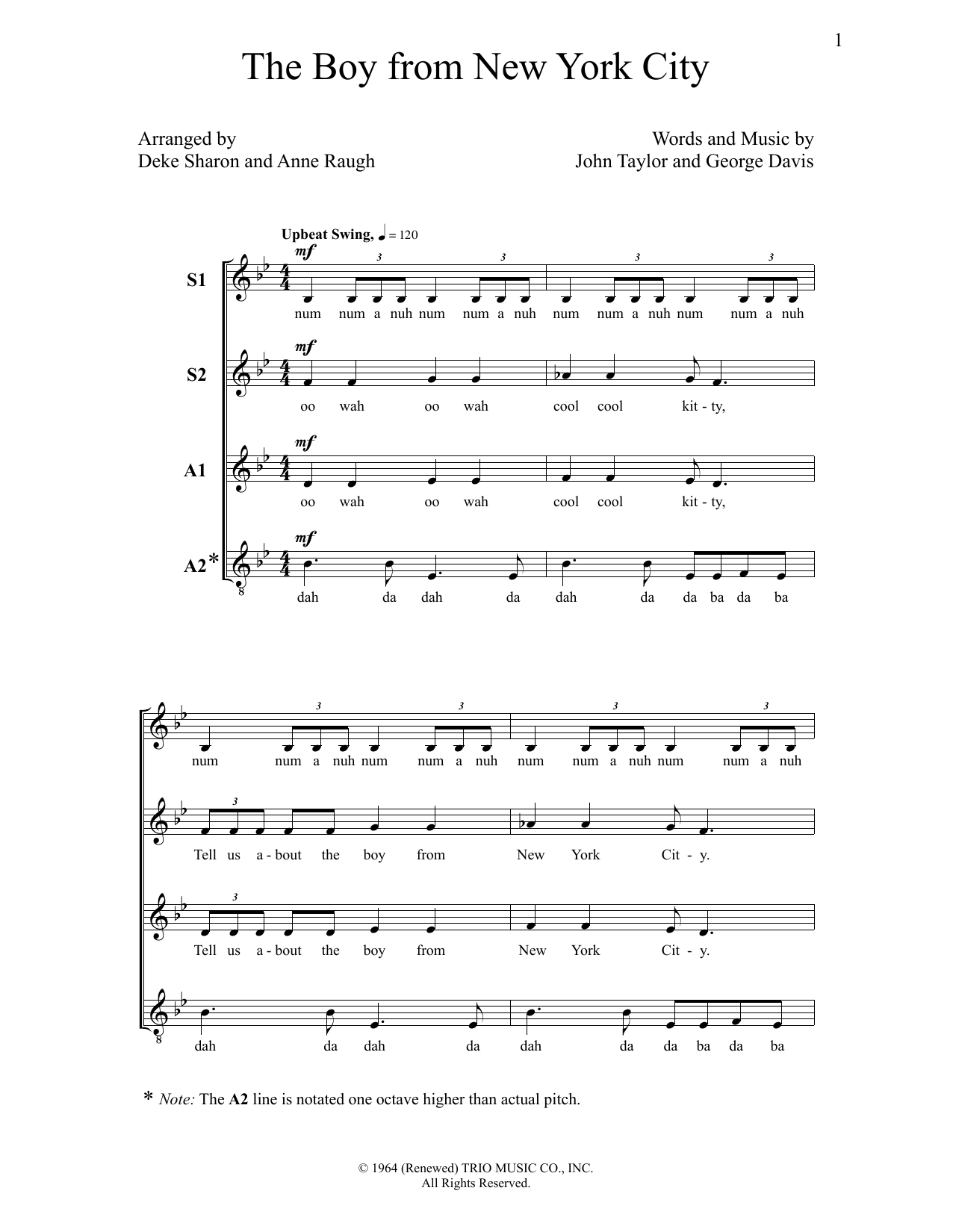 Deke Sharon The Boy From New York City sheet music notes and chords arranged for SSAA Choir