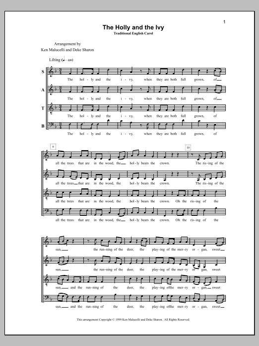 Deke Sharon The Holly and the Ivy sheet music notes and chords arranged for SATB Choir