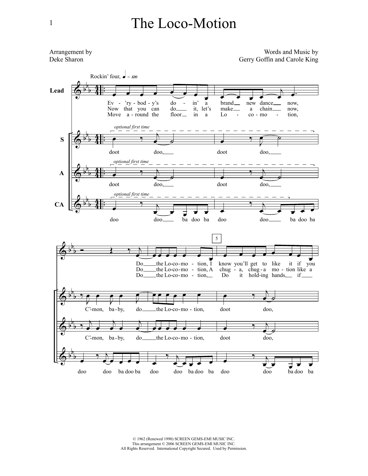 Deke Sharon The Loco-Motion sheet music notes and chords arranged for Choir