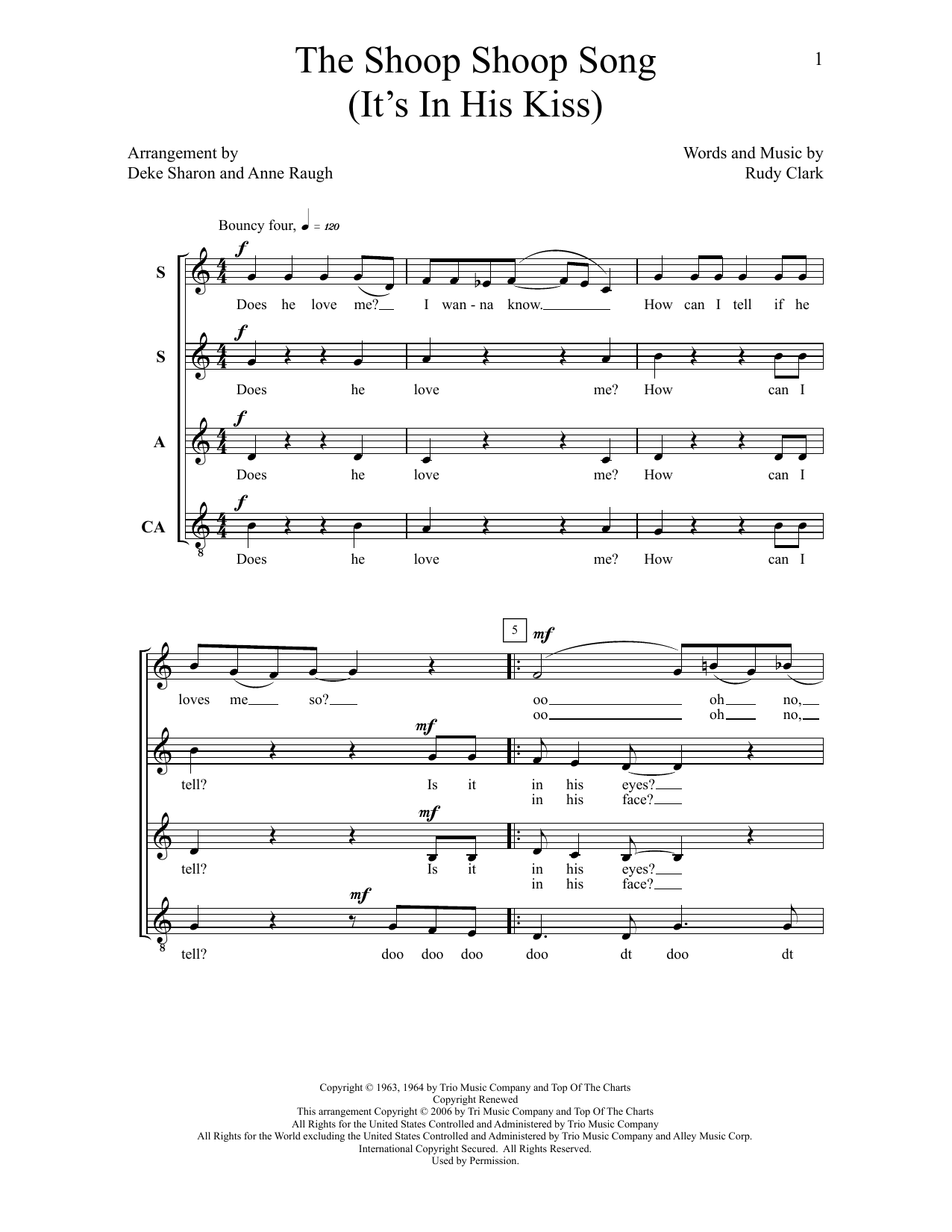 Deke Sharon The Shoop Shoop Song (it's In His Kiss) sheet music notes and chords arranged for SSAA Choir