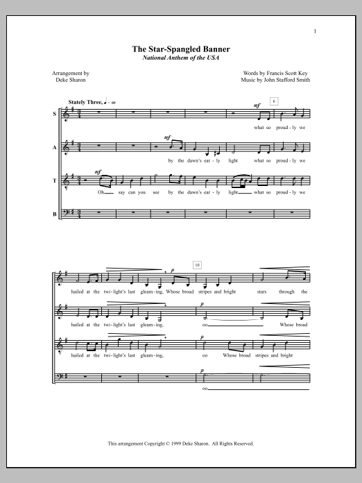 Deke Sharon The Star-Spangled Banner sheet music notes and chords arranged for SSAA Choir