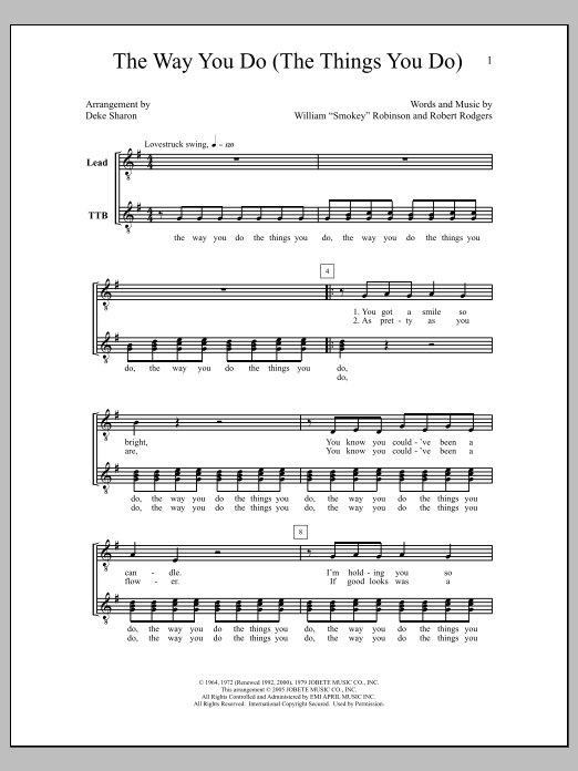 Deke Sharon The Way You Do (The Things You Do) sheet music notes and chords arranged for TTB Choir