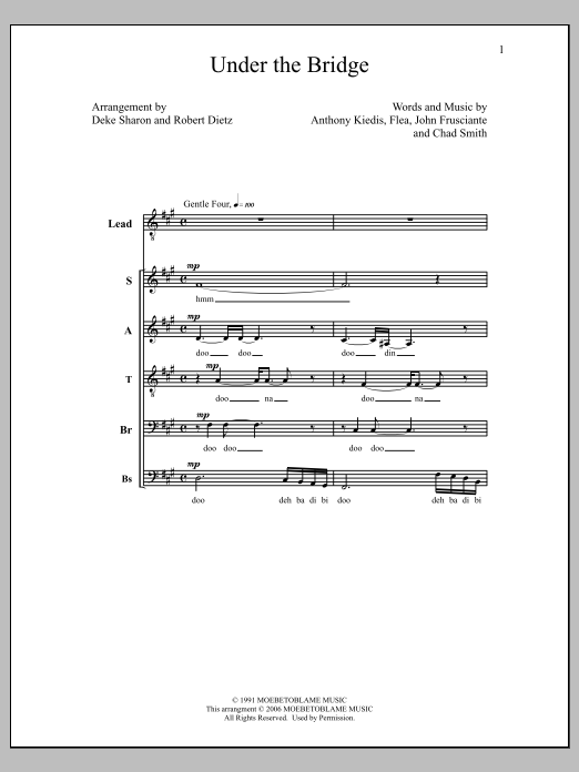 Deke Sharon Under The Bridge sheet music notes and chords arranged for SATBB Choir