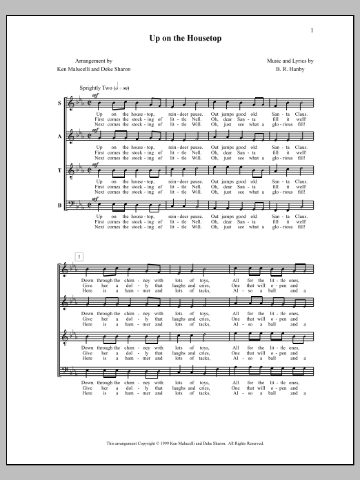 Deke Sharon Up on the Housetop sheet music notes and chords arranged for SATB Choir