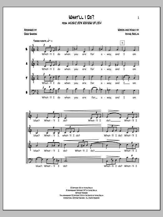 Deke Sharon What'll I Do? sheet music notes and chords arranged for SATB Choir